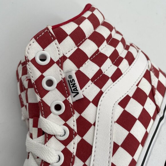 Vans Sk8-Hi Shoes Womens Size 9 Red White Checkerboard Canvas Skate High Top - Picture 8 of 15
